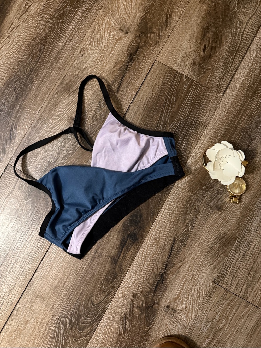PINK Victoria's Secret Two-Tone Swim Top — Dusty Blue & Lilac